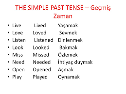 The Simple Past Tense Gecmis Zaman Ppt Indir