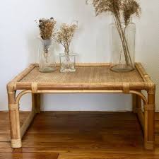 table basse rectangulaire 1950 1960 en rotin osier bois ancien vintage table basse table basse rectangulaire table basse vintage