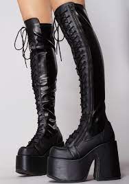 Buy the best and latest leather lace up thigh high boots on banggood.com offer the quality leather lace camel (2). Demonia Rude Awakening Platform Thigh High Boots At Lastylerush Com La Style Rush