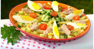 Salade De Pates Au Thon Concombre Olives œufs Et Tomates Cerise Pates Au Thon Salade Pates Thon Salade De Pates
