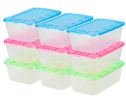 Pavlit folding storage box separate lid toy clothes book shoe organizer linen oxford fabric paper plate bin. Decorrack Clear Plastic Storage Containers Shoe Boxes Stackable Also Perfect For Toy Storage Or As Cat And Dog Food Container Assorted Colors 9 Pack Buy Online In Bahamas At Bahamas Desertcart Com Productid