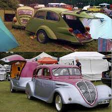 Check Out These Cool Campers Volkswagen Bug Trailer Or Vintage Meets Funky Modern Teardrop We Re Torn This Is Vintage Camper Car Camper Vintage Trailers