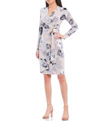Shop floral chiffon maxi dress from calvin klein at neiman marcus last call, where you'll save as much as 65% on designer fashions. Calvin Klein Floral Print Matte Jersey Faux Wrap Long Sleeve Dress Dillard S
