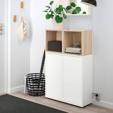 Eket Storage Combination With Feet White White Stained Oak Effect Width 27 Ikea Eket Ikea Eket Flexible Furniture