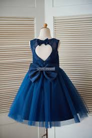 Navy Blue Lace Tulle Keyhole Back Wedding Flower Girl Dress Flower Girl Dresses Blue Flower Girl Dresses Navy Flower Girl Dresses Taffeta