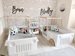 Diy toddler bed is a super affordable project to make your little one a new bed coming out of the crib stage. D I Y Modern Wood Jeep Car Floor Bed For Kids Oh Happy Play