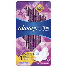 Always Radiant Regular Sanitary Pads Light Clean Scent With Wings Light Clean Scent Size 1