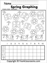 Free Spring Graphing Worksheet Color Count And Graph The Spring Pictures Free Kindergarten Worksheets Spring Math Kindergarten Math Free