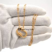 4.5 out of 5 stars. 925 Silver Gold Plated Carabiner Lock Necklace Solid White Gold Plated Carabiner Necklace 14k Yellow Gold Plated Carabiner Lock Necklace Gold Plated Necklace Necklace
