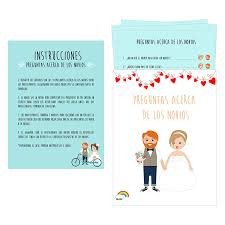 Juego Shower Para Bodas Preguntas Acerca De Los Novios