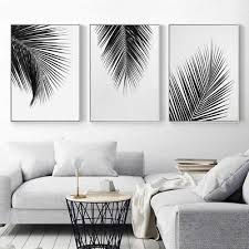 Black And White Painting Ideas For Bedroom Black White Plant Coconut Leaves Canvas Poster Art Print Wall Painting Decor Black Canvas Coconut Lea Wall Painting Decor Living Room Pictures Room Decor