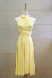 Bridesmaid Dress Infinity Dress Sunshine Yellow Knee Length Wrap Convertible Dress Wedding Dress Yellow Homecoming Dresses Dresses Bridesmaid Dresses