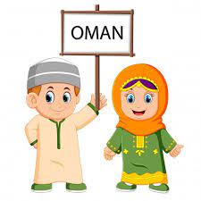 cartoon oman couple wearing traditional costumes cartoon flag icon city vector