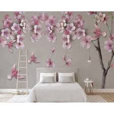 3d Cherry Blossom Oil Painting Flower Textile Wallpaper Flower Wall Decor Wall Decor Mural Wallpaper