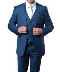 Discover a wide range of colours and designs in this contemporary look. Slim Fit Suits For Men Blue With Vest M154s 10