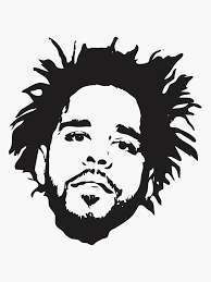 J Cole Minimalist Black and White Design Sticker