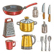 Item name kitchen accessories aluminium stainless steel cookware cook pot set item no. Kitchen And Cooking Utensils Sketches Cooking Utensils Silicone Kitchen Utensils Kitchen Utensils