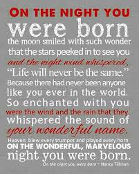 On The Night You Were Born Birth Announcement Print Baby Quotes Son Quotes