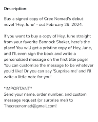 You can now but a signed copy of Hey, June directly from me! And I can add  a custom note xx 🫣♥️🪶 I've received a lot of messages these past 2 weeks