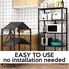 Free delivery and returns on ebay plus items for plus members. Ready Stok Foldable Viral Stainless Steel Rack Wheeled Oven Kitchen Shelves Microwave Rack Storage Dapur Lipat