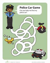 Police Car Game Worksheet Education Com Community Helpers Preschool Activities Cars Preschool Police Activities