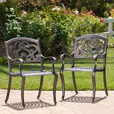 Amazon Com Christopher Knight Home Austin Outdoor Cast Aluminum Dining Chairs 2 Pcs In 2020 Outdoor Chaise Lounge Chair Wrought Iron Patio Set Patio Rocking Chairs