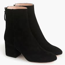 Black Ankle Boots No Heel Leather J Crew Sadie Ankle Boots In Black Suede Black Suede Ankle Boots Black Heel Boots Suede Ankle Boots