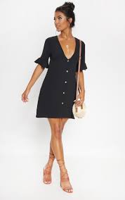 Black Oversized Button Front Shirt Dress Prettylittlething Usa Oversized t shirt dress oversized shirt tshirt dress pattern shirt dress tutorials simple summer dresses dress. black oversized button front shirt dress