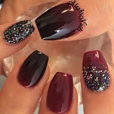 Red Black And Glitter Nails Stephsnails Loesch Dark Red Black Glitter Gradient Acrylic Ombre Acrylic Nails Coffin Short Solar Nails Makeup Nails