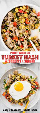 Paleo And Whole30 Ground Turkey Hash With Squash And Peppers Recipe Ground Turkey Recipes Healthy Paleo Recipes Breakfast Healthy Ground Turkey