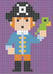 Coloriage Code Sur Grille Un Pirate Et Son Perroquet Coloriage Chats En Points De Croix Broderie Point De Croix
