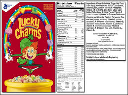 lucky charms cereal food label lucky charms cereal nutrition