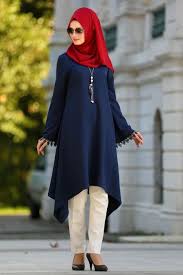 New Kenza New Kenza Volan Kol Lacivert Tesettur Tunik 2099l Kadin Kiyafetleri Tunik The Dress