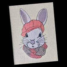 Excited To Share The Latest Addition To My Etsy Shop Bunny Rabbit Wearing Beret Hat Sketch Embroidery Desig Baby Hat Display Embroidery Designs Hat Drawing