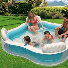 Intex Swim Center Family Lounge Inflatable Pool 90 Quot X 90 Quot X 26 Quot For Ages 3 Family Lounge Pool Inflatable Pool Inflatable Swimming Pool
