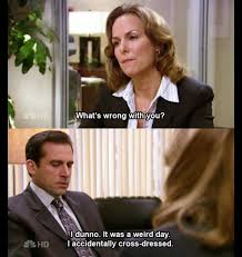 Michael Wears A Woman S Suit D The Office Michael Scott The Office Office Memes