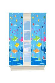 Baby Shark Bubble Sharks Room Darkening Drapes Pair Shark Room Shark Kids Room Small Baby Room