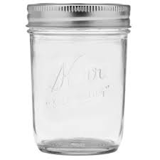 Kerr Glass Mason Jar W Lid Band Regular Mouth 8 Ounces 12 Count