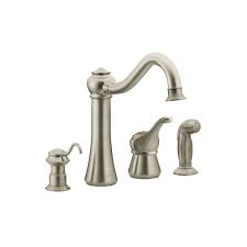 Just a couple of tools are required to complete if you have a leaky moen kitchen faucet with pullout spray, the chances are that it's the sprayer hose that's causing the leak. Moen 87770sl Stainless Single Handle Kitchen Faucet With Side Spray And Soap Dispenser From The Corrine Series Faucetdirect Com