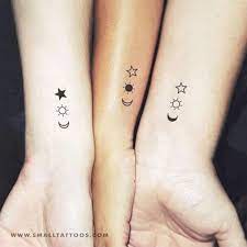 Matching Crescent Sun And Star Temporary Tattoo Set Of 3x2 In 2020 Matching Bff Tattoos Wrist Tattoos Girls Tattoos For Daughters