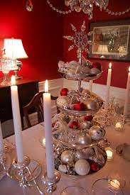 Silver Tiered Centerpiece For Christmas Christmas Table Centerpieces Christmas Centerpieces Christmas Table Decorations