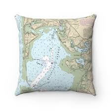 Wellfleet Harbor Nautical Chart Faux Suede Square Pillow
