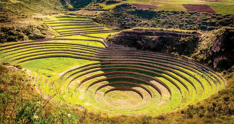 The engineered micro-climates of the Moray Terraces, AI generated