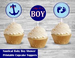 Nautical sailor decor baby shower decoration stand up nursery centerpiece decorations blue black white showers boy ups gray table ocean sea. Nautical Theme Baby Shower Cupcake Toppers Cmpartycreations