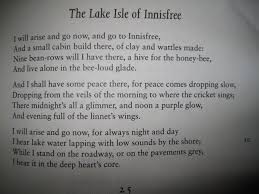Yeats The Lake Isle Of Innisfree Innisfree Meaningful Words Words