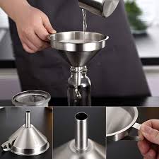 Funnel, stainless steel with strainer. 5 Inch Stainless Steel Funnel With 300 Mesh Food Filter Strainer Food Grade Kitchen Funnels For Filling Bottles Metal Funnel With Strainer Food Funnel For Kitchen Walmart Canada