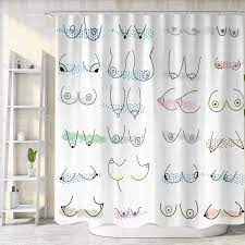 Funny Boob Shower Curtain Set, Fun Sexy Girls Boobes Nude Breast Human Body  Decor Unique Art Fabric Shower Curtains Sets for Bathroom Hilarious Funky  Butt Bath Accessories with Hooks 72 X 72