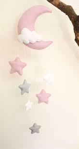 Moon And Stars Nursery Decor Silver Grey Pink White Baby Nursery Decoration Furniture Mobiles Ebay Ba Stars Nursery Decor Baby Room Diy Baby Deco