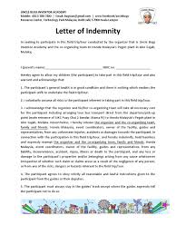 In addition to the indemnity, the carrier might wish to consider obtaining additional cover in the commercial insurance market. Honda Tour Letter Of Indemnity Indemnity Malaysia