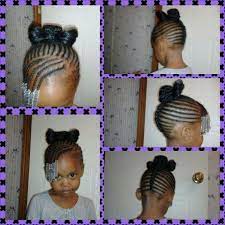 Cornrows Mohawk With Bangs For Little Girl Notice The Beautiful Bow Up Top Little Girl Braid Styles Hair Styles Natural Hairstyles For Kids